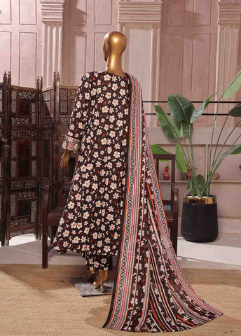 Bin Saeed Fabric - SMFR-0805-3 Piece Lawn Embroidered Frock Style Suit
