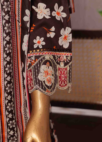 Bin Saeed Fabric - SMFR-0805-3 Piece Lawn Embroidered Frock Style Suit