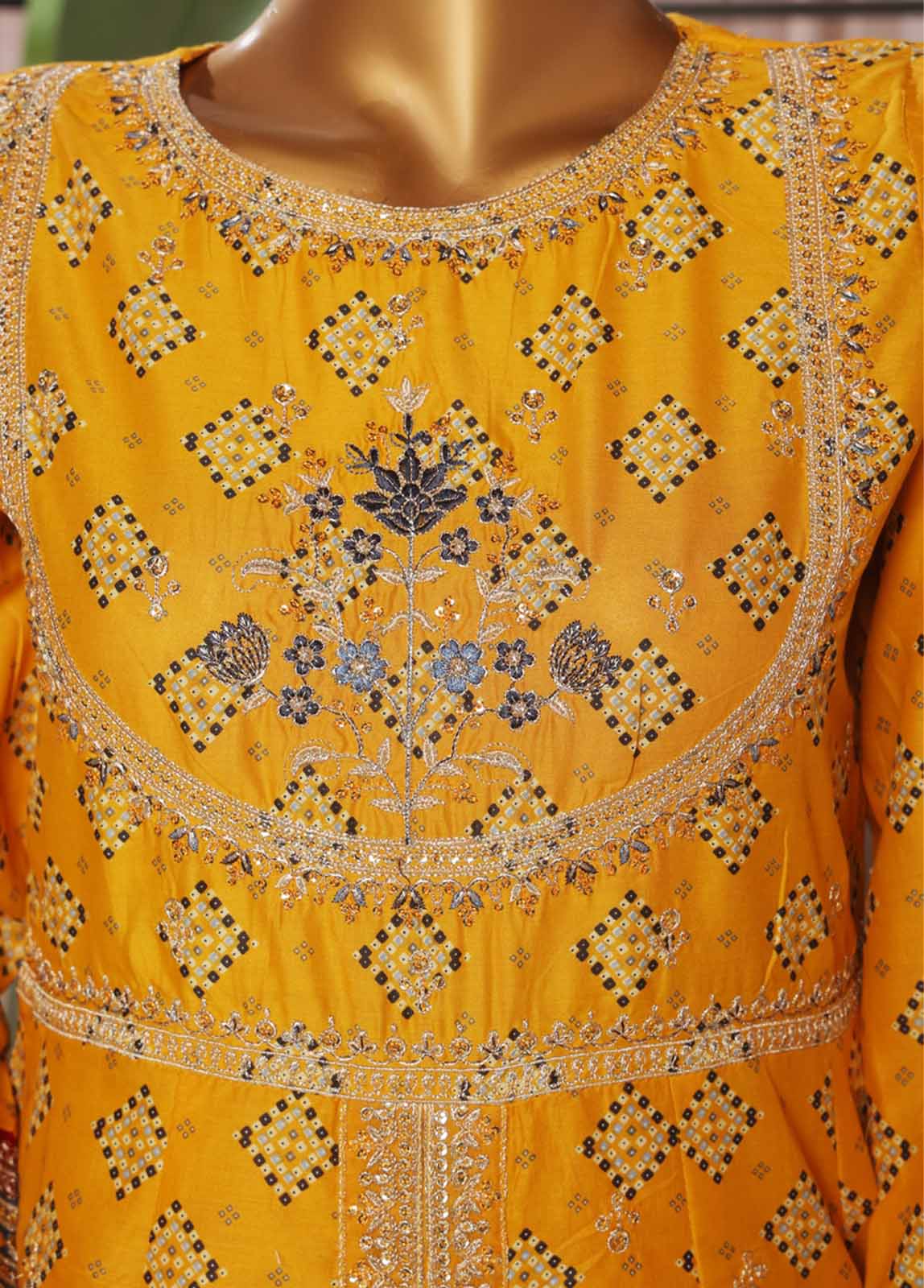 Bin Saeed Fabric - SMFR-793-3 Piece Lawn Embroidered Frock Style Suit