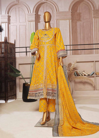 Bin Saeed Fabric - SMFR-793-3 Piece Lawn Embroidered Frock Style Suit