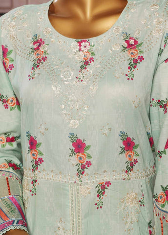 Bin Saeed Fabric - SMFR-799-3 Piece Lawn Embroidered Frock Style Suit