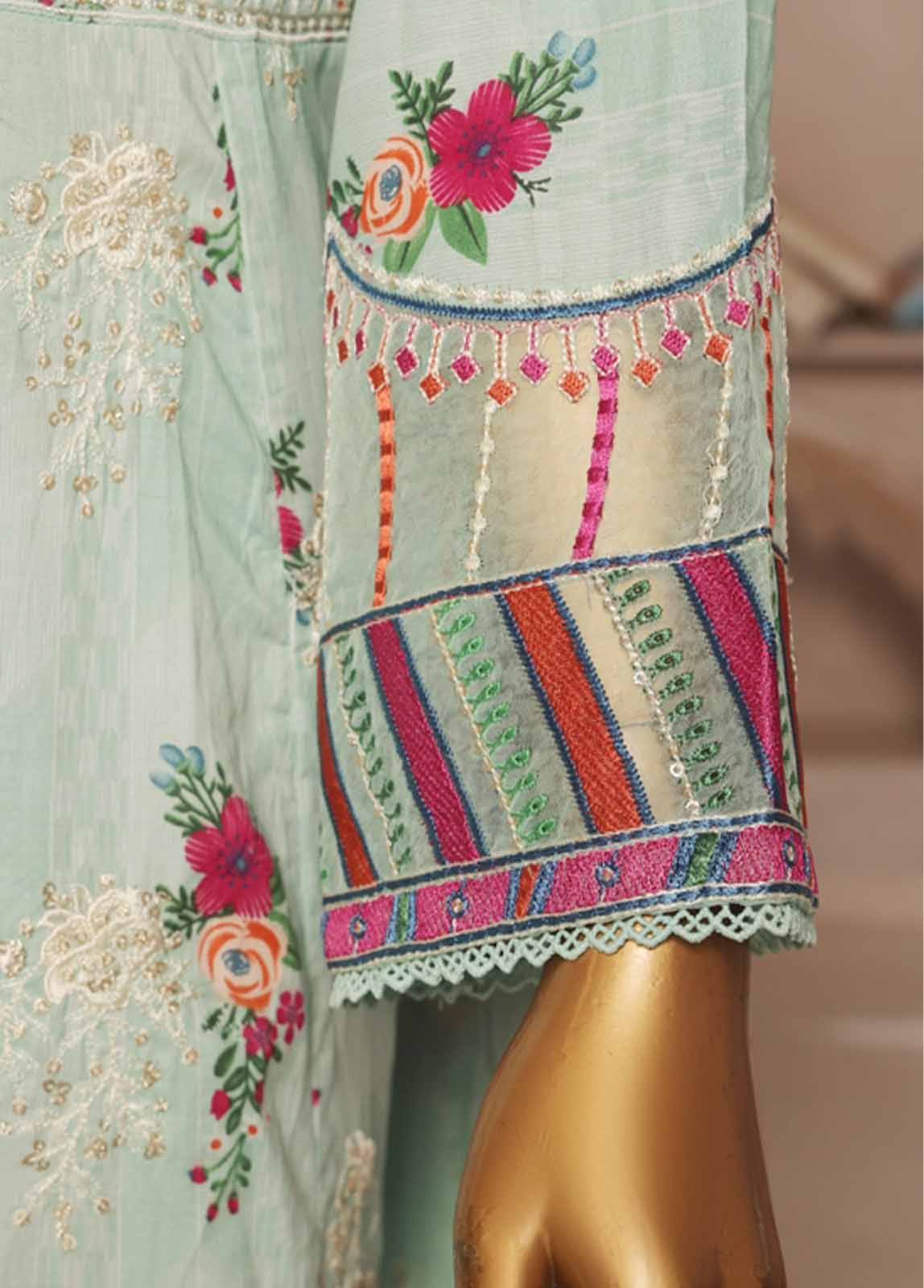 Bin Saeed Fabric - SMFR-799-3 Piece Lawn Embroidered Frock Style Suit