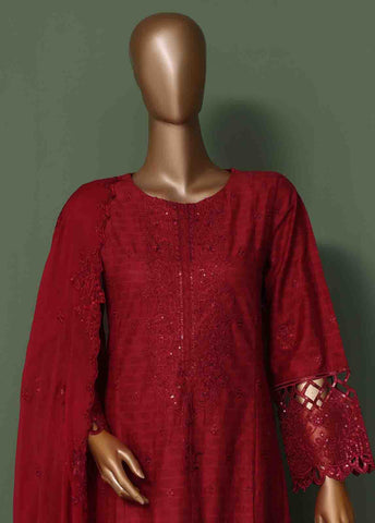 Bin Saeed Fabric - SMK-FR-0102 A- 3 Piece Luxurry Cotton Frock Style Suit