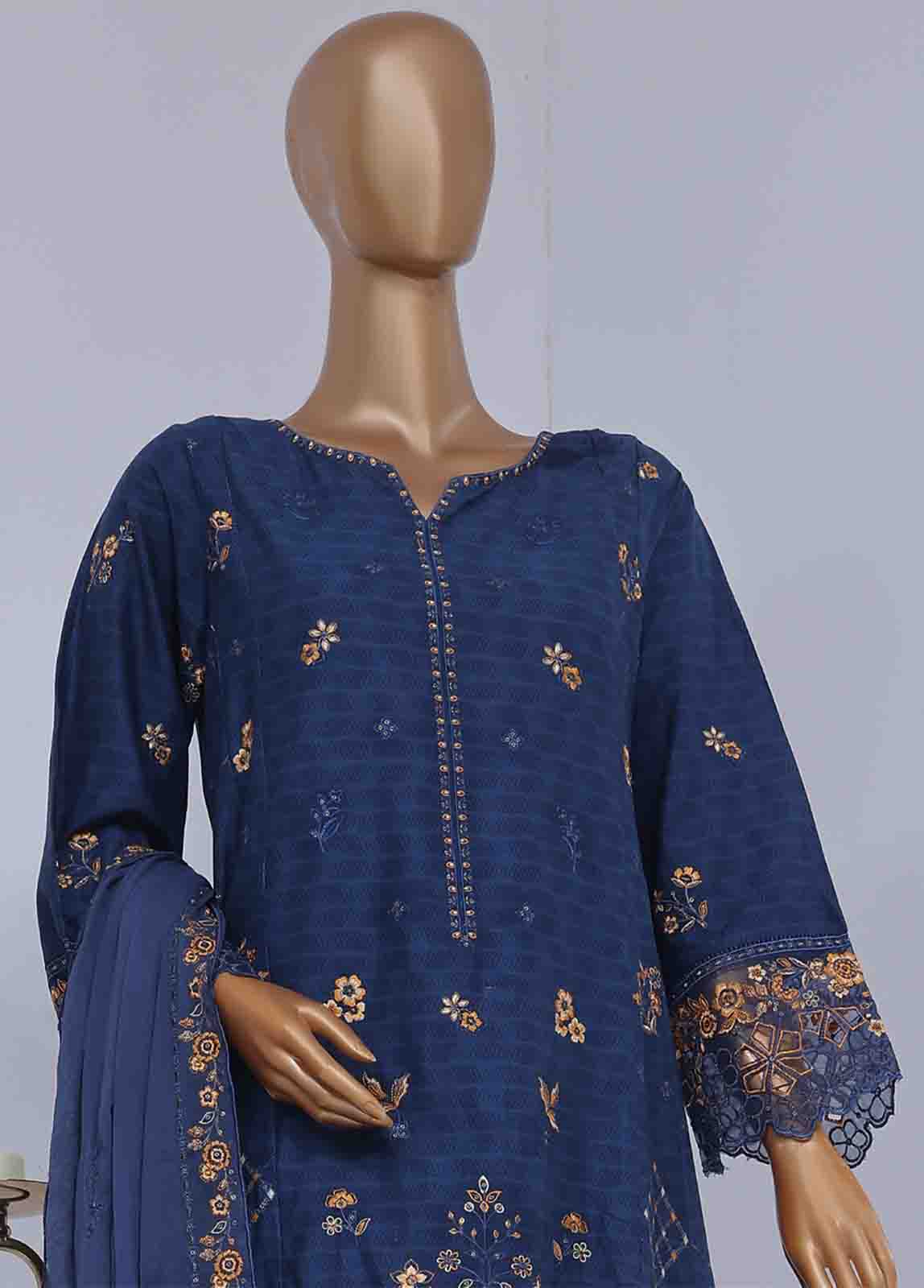 Bin Saeed Fabric - SMK-FR-0103 A- 3 Piece Luxury Frock Style Suit