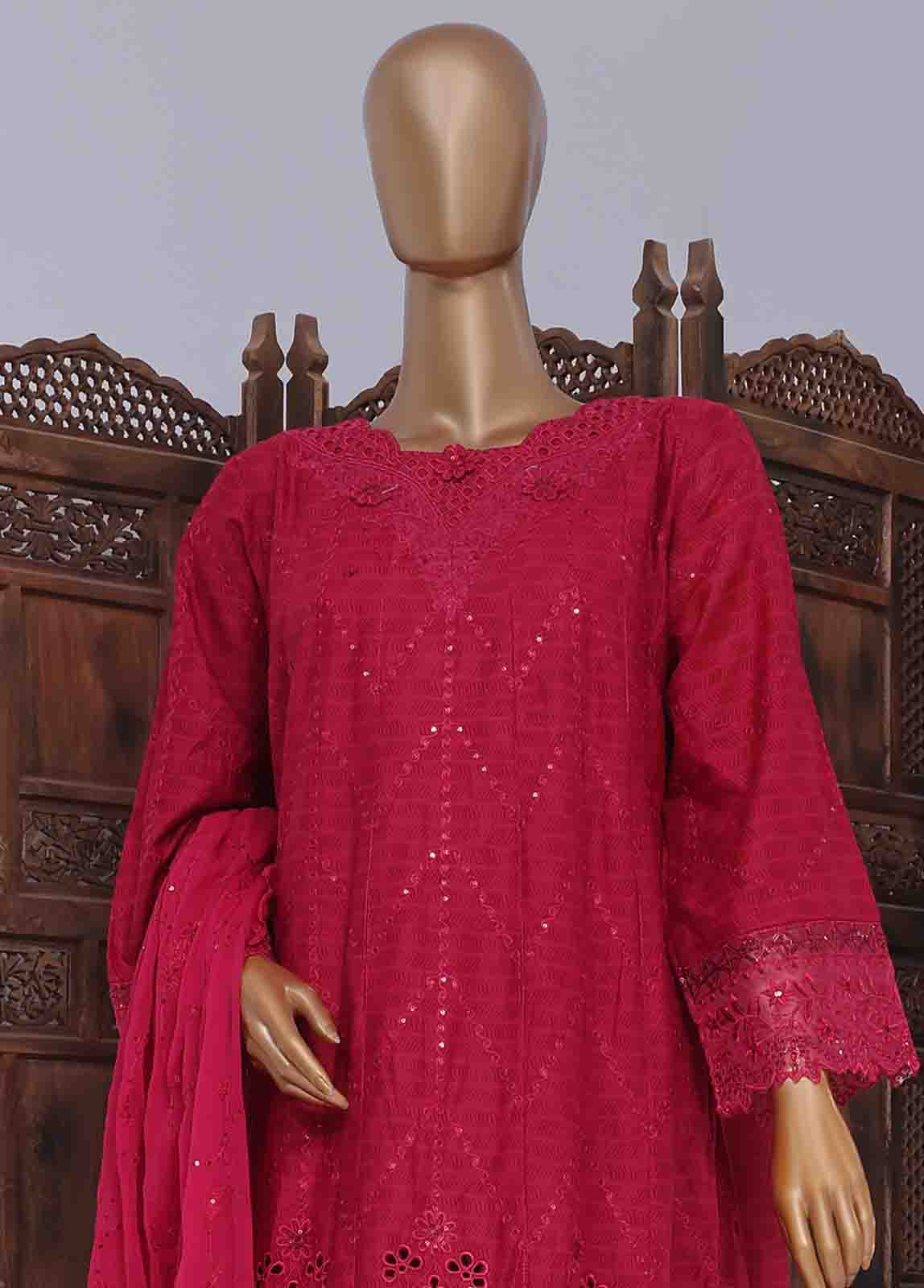 Bin Saeed Fabric - SMK-FR-0104 A- 3 Piece Luxury Frock Style Suit