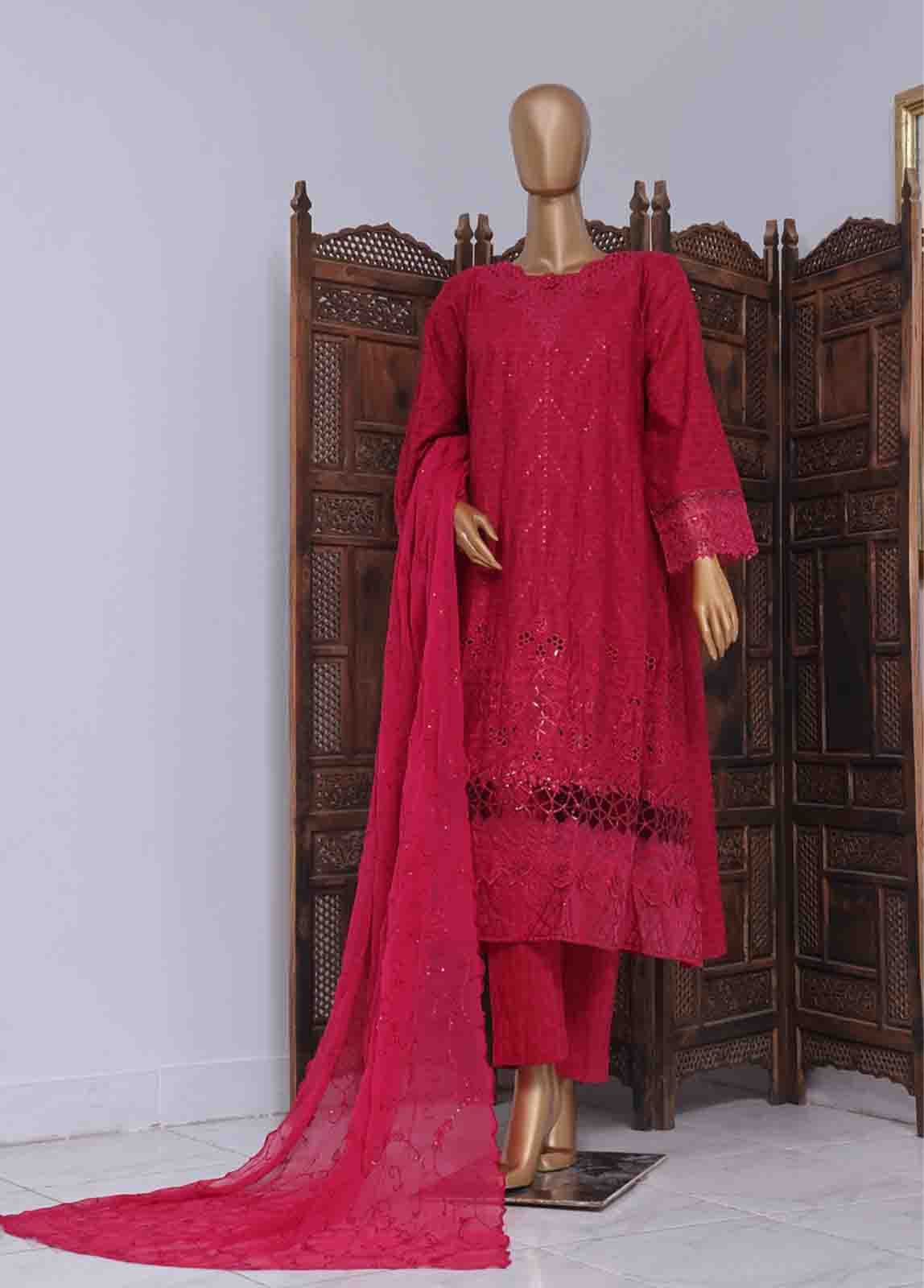 Bin Saeed Fabric - SMK-FR-0104 A- 3 Piece Luxury Frock Style Suit