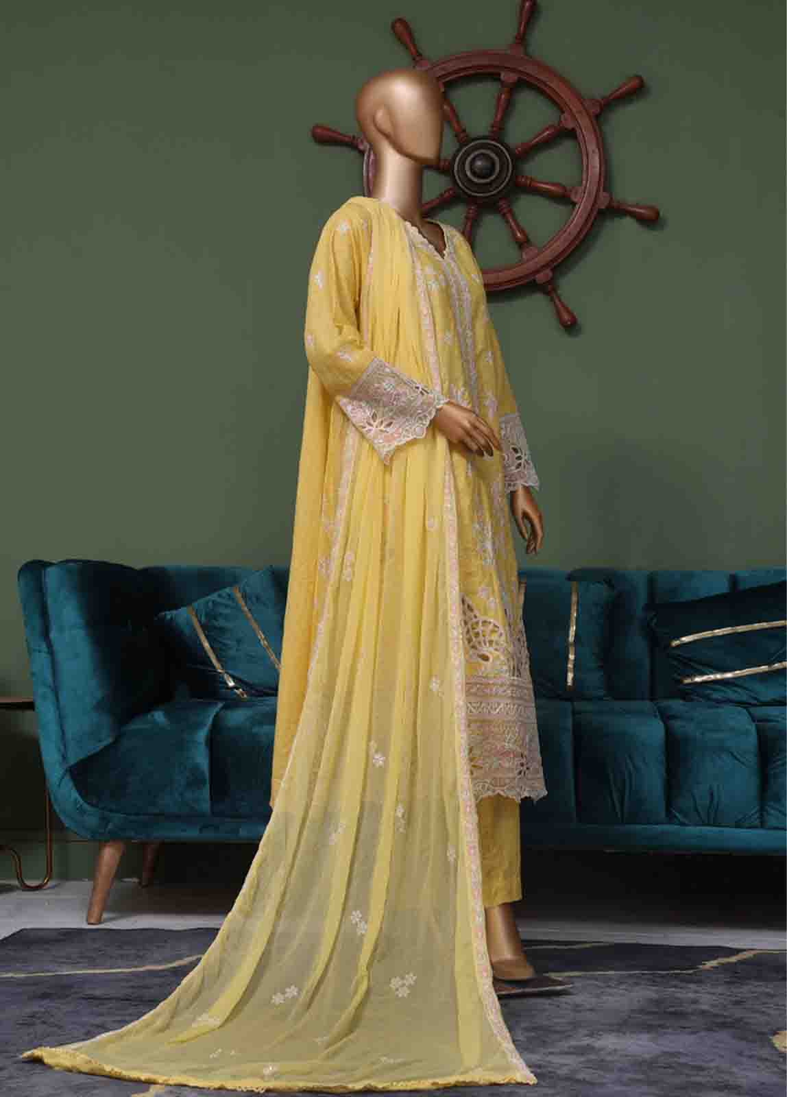 Bin Saeed Fabric - SMK-FR-0105 A- 3 Piece Luxury Frock Style Suit