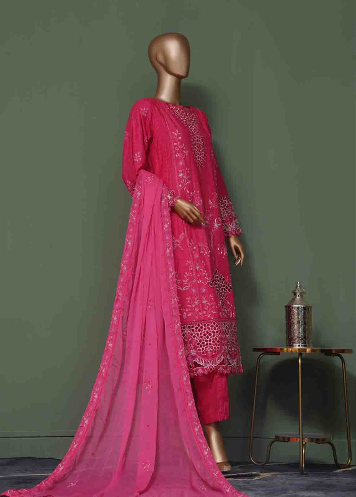 Bin Saeed Fabric - SMK-FR-0106 A- 3 Piece Luxury Frock Style Suit