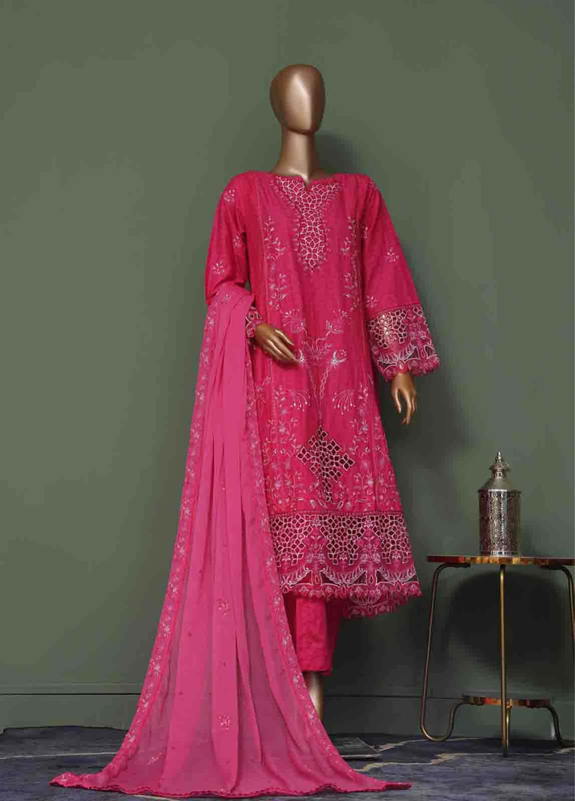 Bin Saeed Fabric - SMK-FR-0106 A- 3 Piece Luxury Frock Style Suit