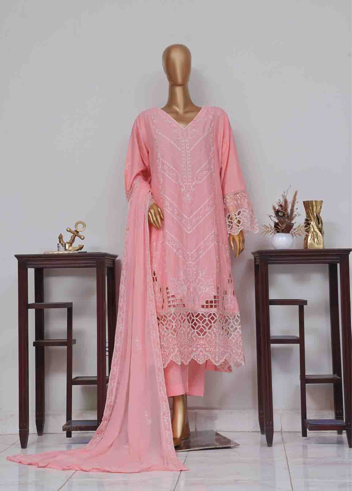 Bin Saeed Fabric - SMK-FR-0108 A- 3 Piece Luxury Frock Style Suit