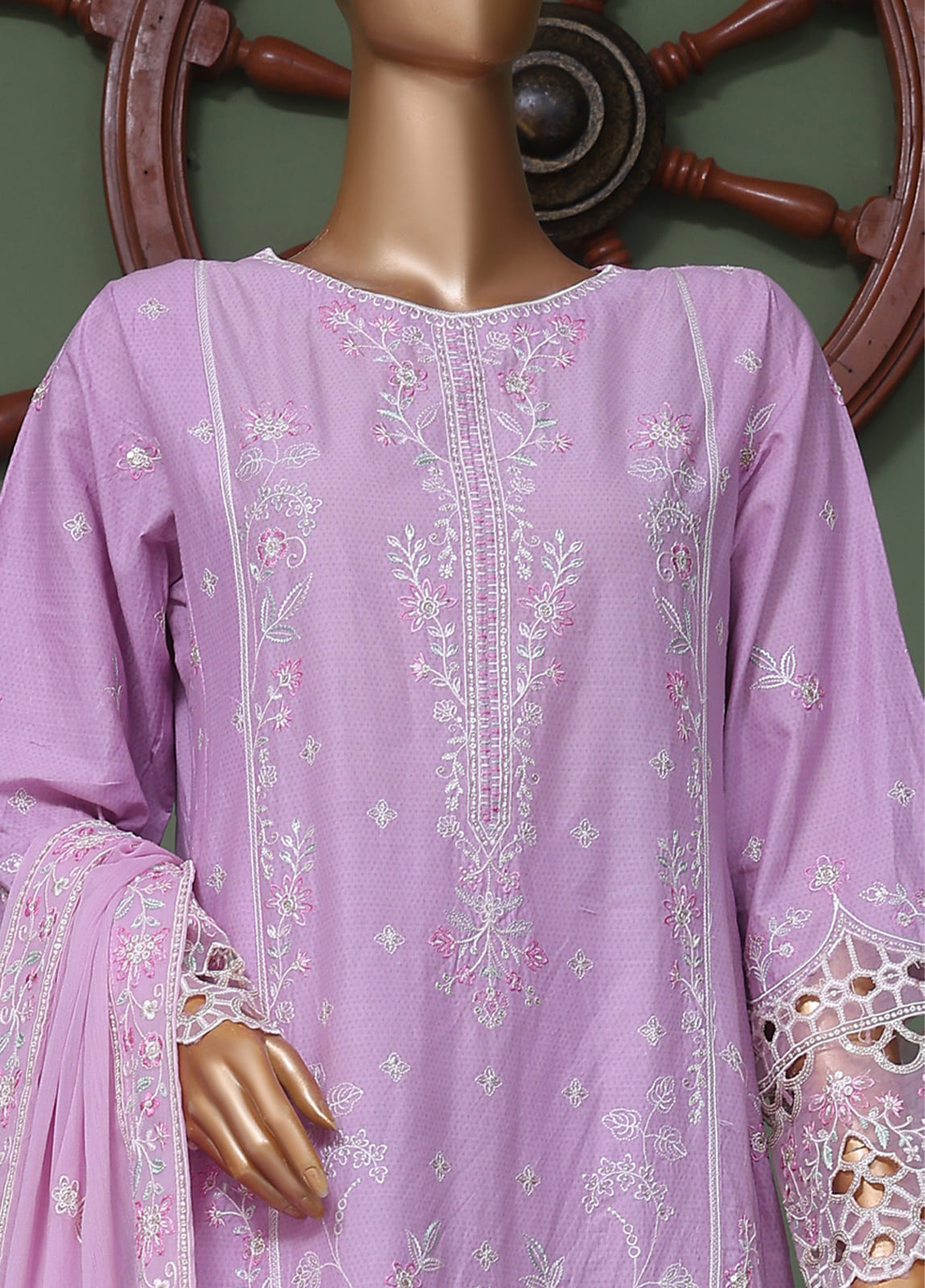 Bin Saeed Fabric - SMK-FR-0109 A- 3 Piece Luxury Frock Style Suit