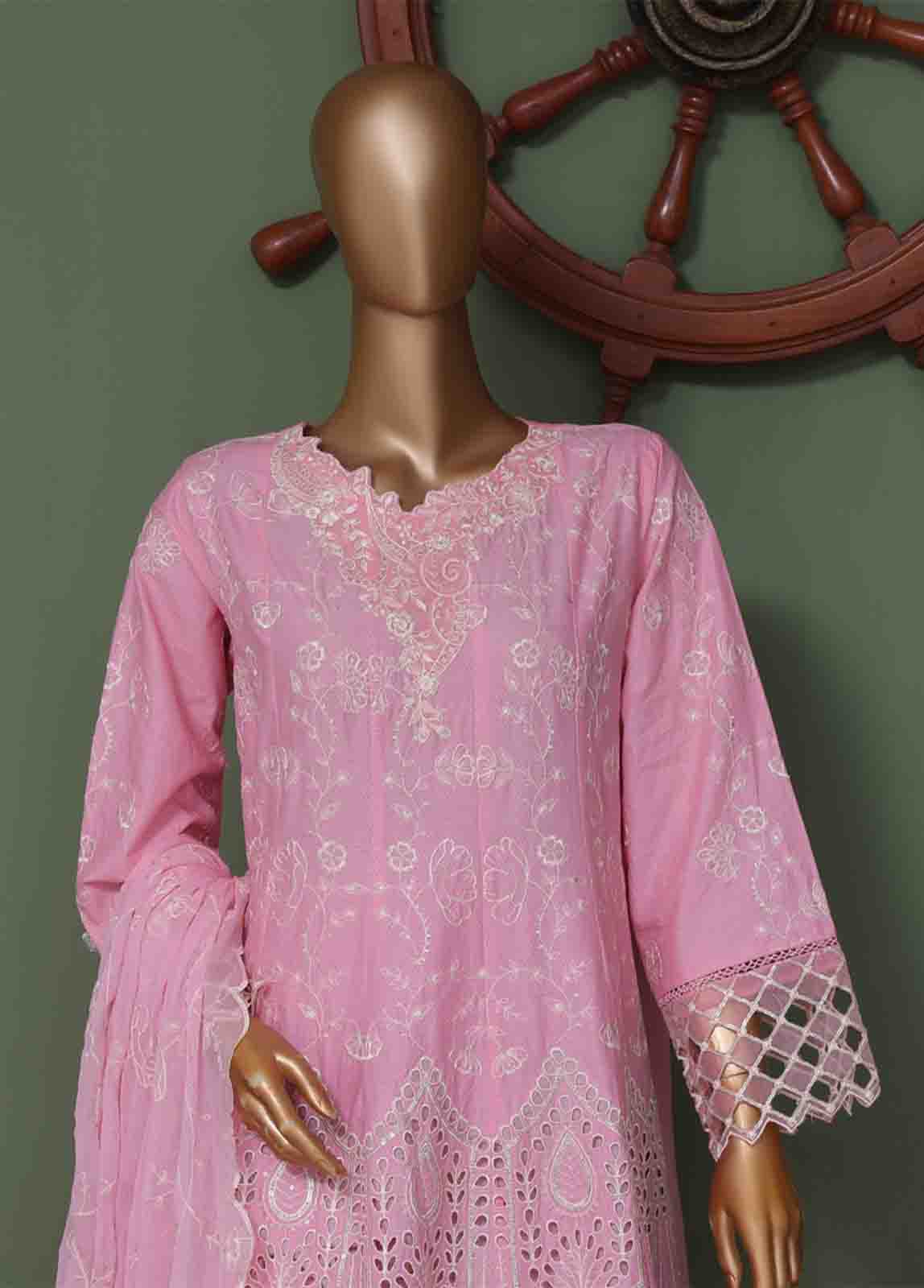 SMK-FR-0114 A- 3 Piece Luxurry Cotton Frock Style Suit