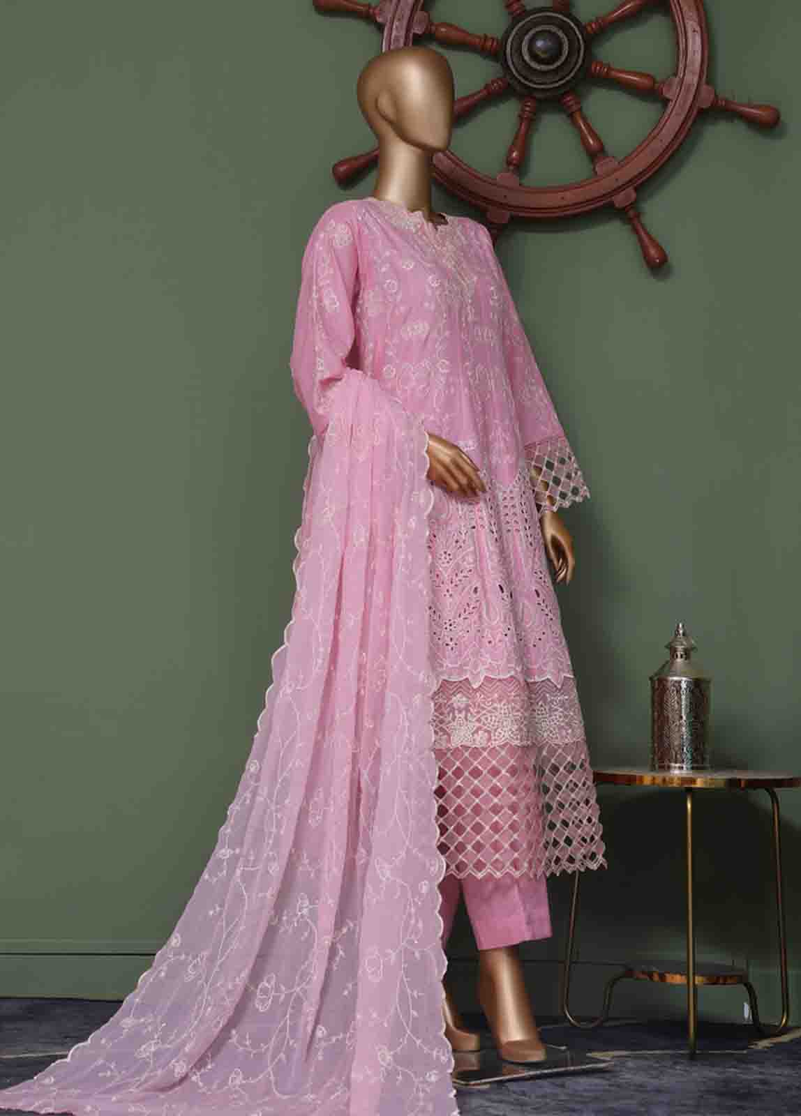 Bin Saeed Fabric - SMK-FR-0114 A- 3 Piece Luxury Frock Style Suit