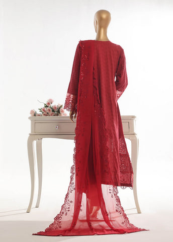 Bin Saeed Fabric - SMK-FR-102B-3 Piece Self Lawn Embroidered Frock Style Suit