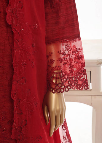 Bin Saeed Fabric - SMK-FR-102B-3 Piece Self Lawn Embroidered Frock Style Suit