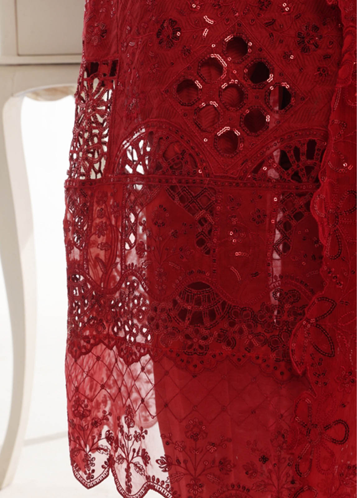 Bin Saeed Fabric - SMK-FR-102B-3 Piece Self Lawn Embroidered Frock Style Suit