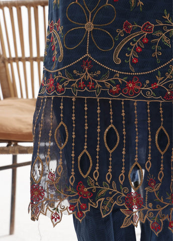 Bin Saeed Fabric - SMK-FR-103B-3 Piece Self Lawn Embroidered Frock Style Suit