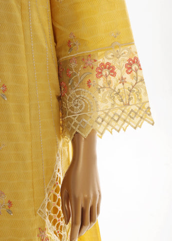 Bin Saeed Fabric - SMK-FR-105B-3 Piece Self Lawn Embroidered Frock Style Suit