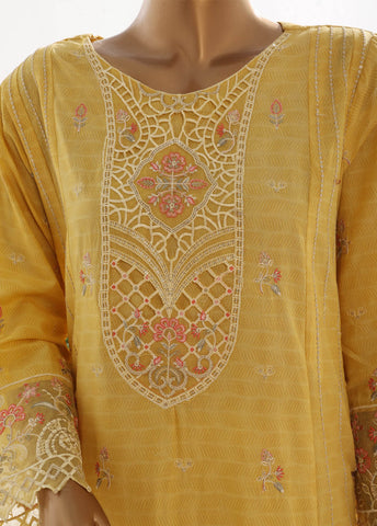 Bin Saeed Fabric - SMK-FR-105B-3 Piece Self Lawn Embroidered Frock Style Suit