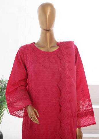 Bin Saeed Fabric - SMK-FR-106B-3 Piece Self Lawn Embroidered Frock Style Suit