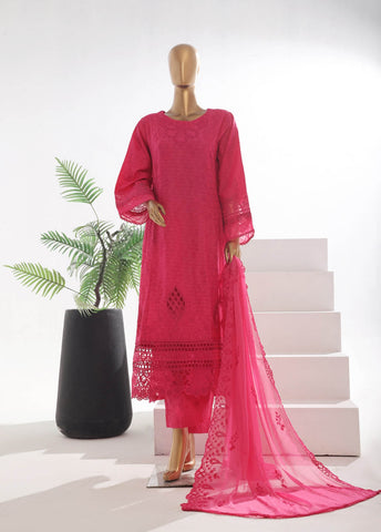 Bin Saeed Fabric - SMK-FR-106B-3 Piece Self Lawn Embroidered Frock Style Suit