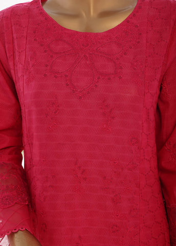 Bin Saeed Fabric - SMK-FR-106B-3 Piece Self Lawn Embroidered Frock Style Suit