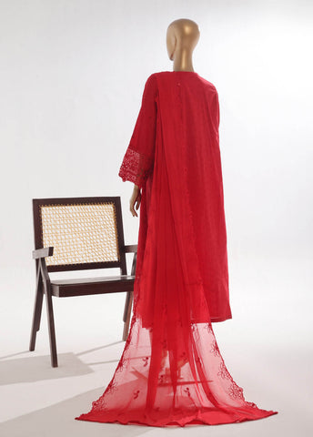 Bin Saeed Fabric - SMK-FR-107B-3 Piece Self Lawn Embroidered Frock Style Suit