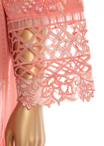 Bin Saeed Fabric - SMK-FR-108B-3 Piece Self Lawn Embroidered Frock Style Suit