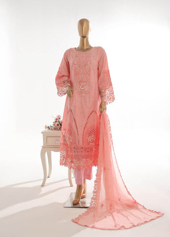 Bin Saeed Fabric - SMK-FR-108B-3 Piece Self Lawn Embroidered Frock Style Suit