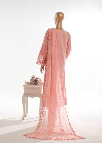 Bin Saeed Fabric - SMK-FR-108B-3 Piece Self Lawn Embroidered Frock Style Suit