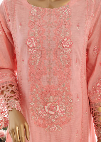 Bin Saeed Fabric - SMK-FR-108B-3 Piece Self Lawn Embroidered Frock Style Suit