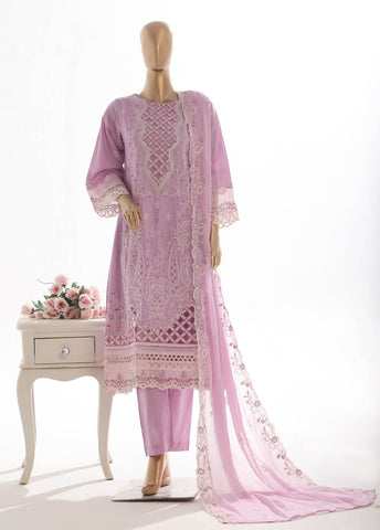 Bin Saeed Fabric - SMK-FR-109B-3 Piece Self Lawn Embroidered Frock Style Suit