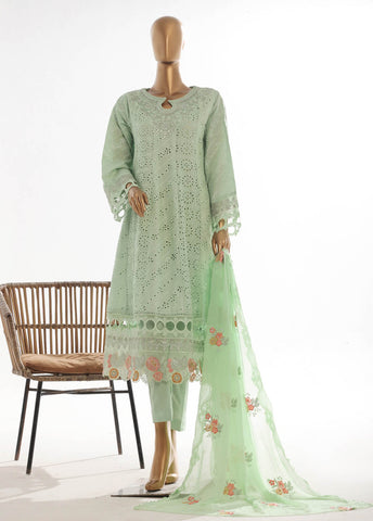 Bin Saeed Fabric - SMK-FR-113B-3 Piece Self Lawn Embroidered Frock Style Suit