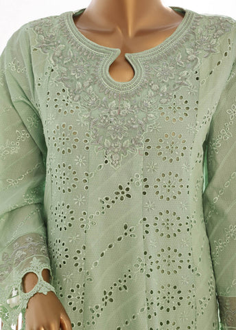 Bin Saeed Fabric - SMK-FR-113B-3 Piece Self Lawn Embroidered Frock Style Suit