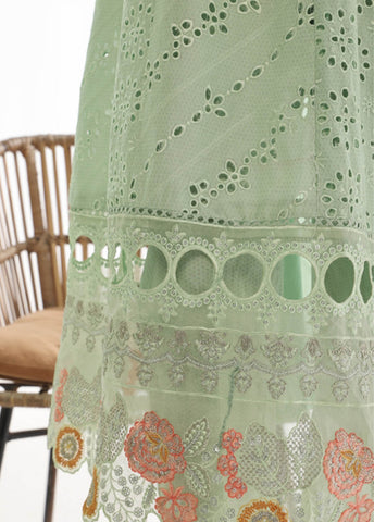 Bin Saeed Fabric - SMK-FR-113B-3 Piece Self Lawn Embroidered Frock Style Suit