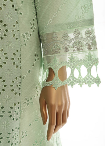 Bin Saeed Fabric - SMK-FR-113B-3 Piece Self Lawn Embroidered Frock Style Suit