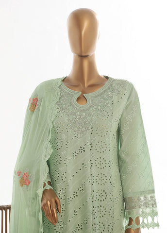 Bin Saeed Fabric - SMK-FR-113B-3 Piece Self Lawn Embroidered Frock Style Suit