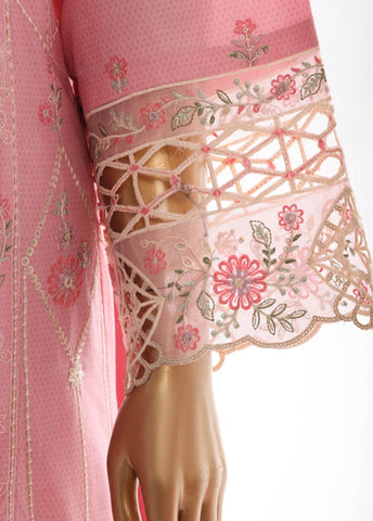 Bin Saeed Fabric - SMK-FR-114B-3 Piece Self Lawn Embroidered Frock Style Suit