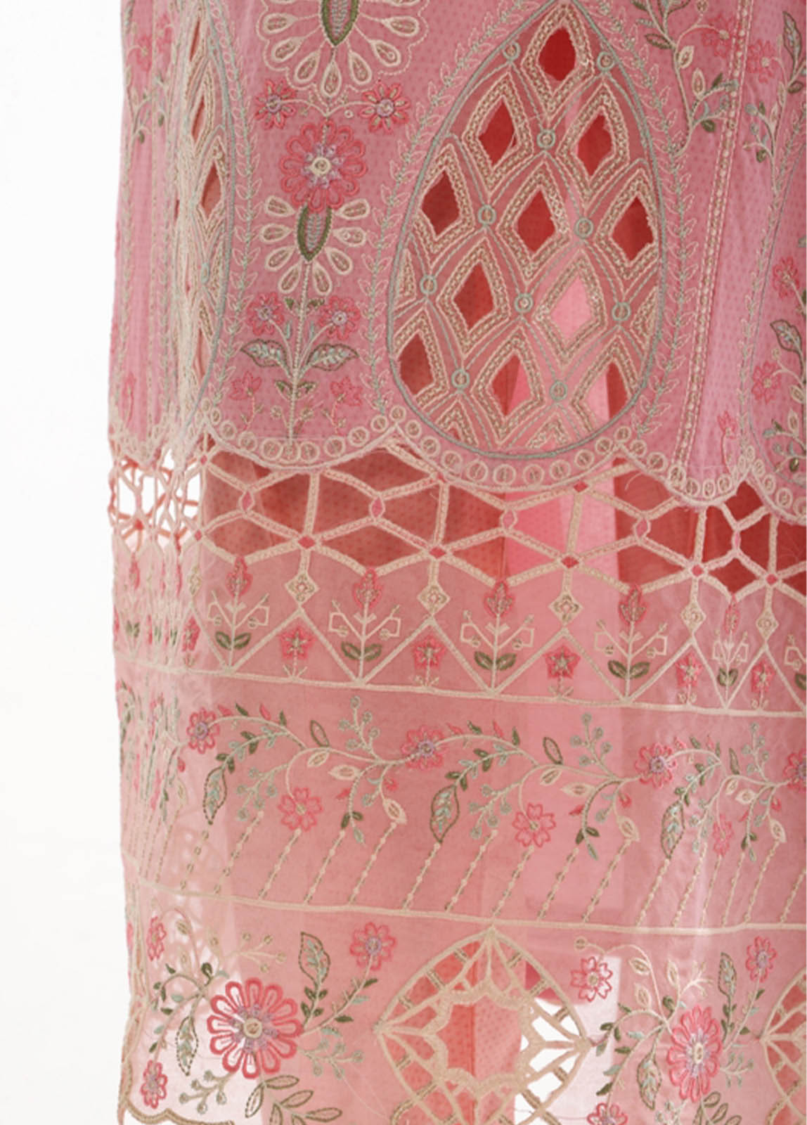 Bin Saeed Fabric - SMK-FR-114B-3 Piece Self Lawn Embroidered Frock Style Suit