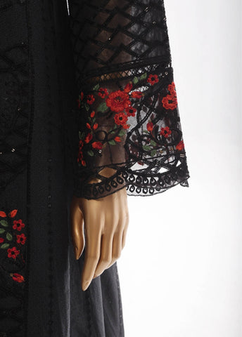 Bin Saeed Fabric - SMK-FR-121B-3 Piece Self Lawn Embroidered Frock Style Suit