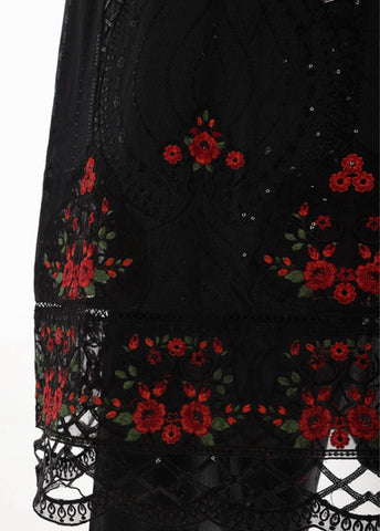 Bin Saeed Fabric - SMK-FR-121B-3 Piece Self Lawn Embroidered Frock Style Suit