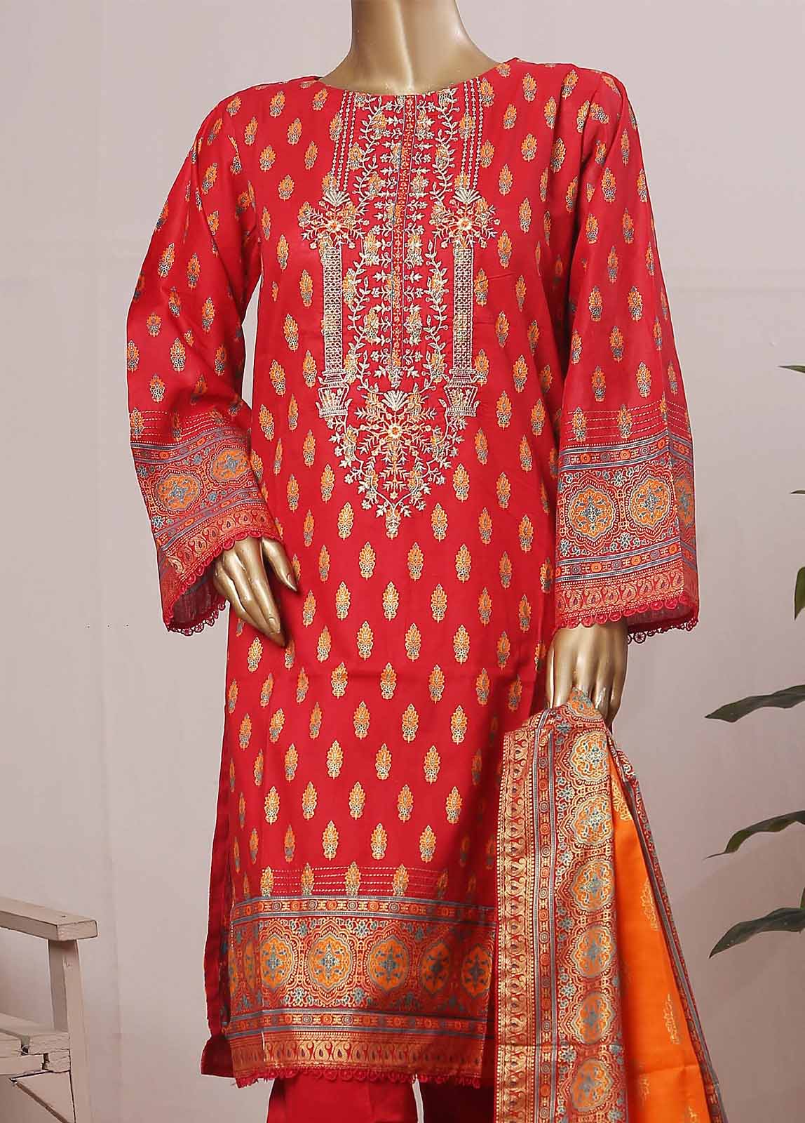 Bin Saeed Fabric - SMLE-0010-3 Piece Cotton Embroidered