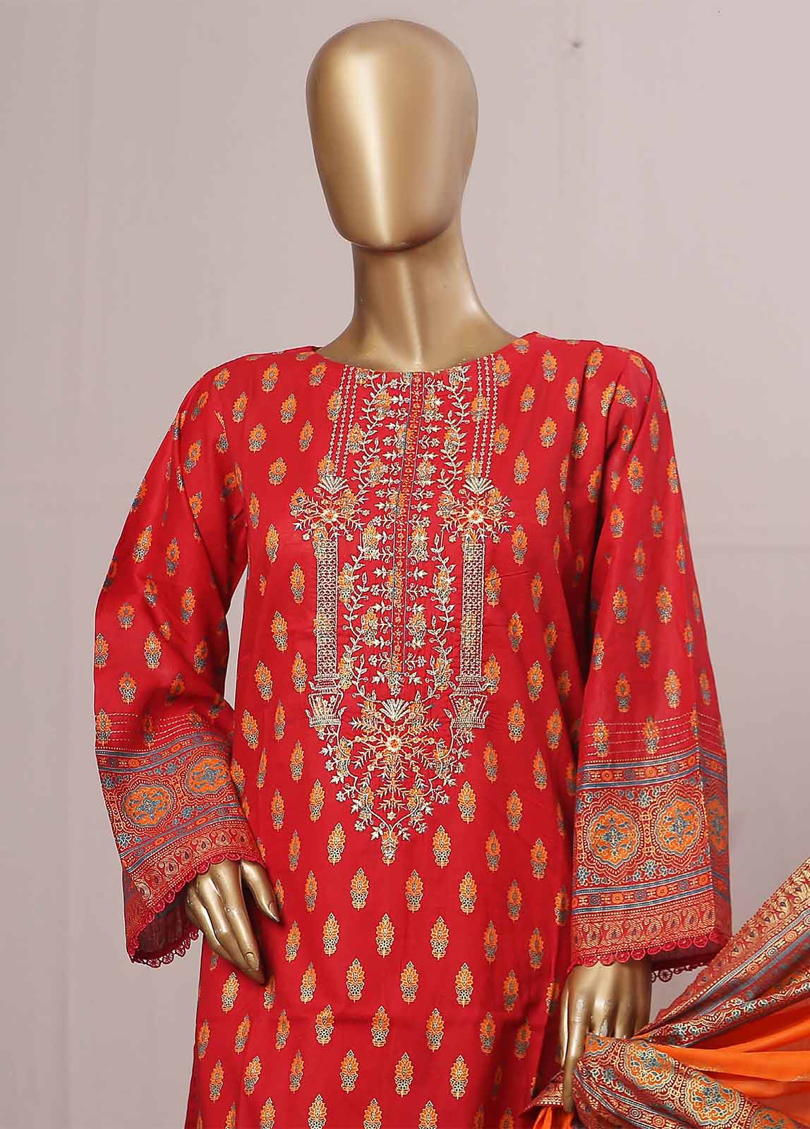 Bin Saeed Fabric - SMLE-0010-3 Piece Cotton Embroidered