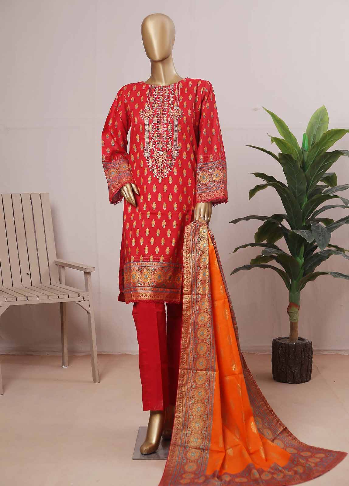 SMLE-0010-3 Piece Cotton Embroidered