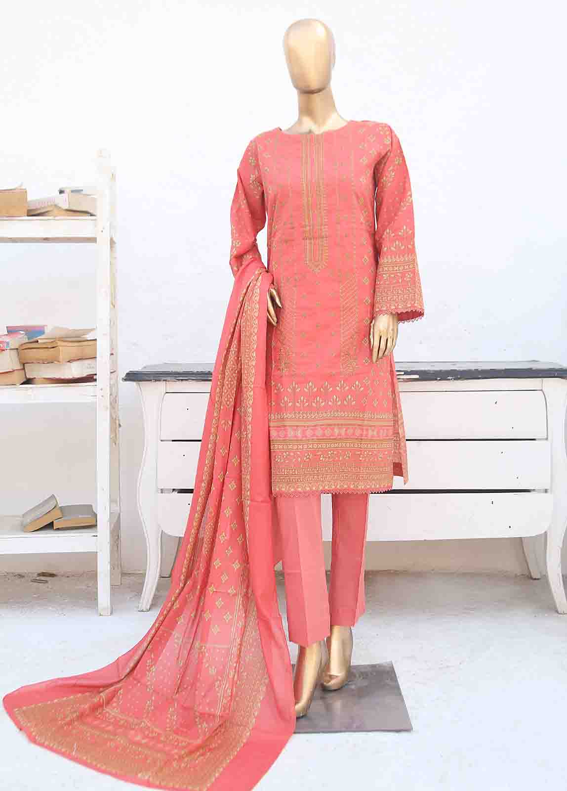 Bin Saeed Fabric - SMLE-005- 3 Piece Embroidered Stitched Suit