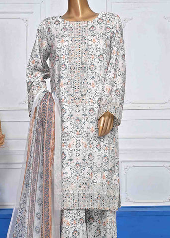 Bin Saeed Fabric - SMLE-0054-3 Piece Cotton Embroidered