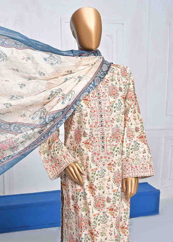 Bin Saeed Fabric - SMLE-0076-3 Piece Cotton Embroidered