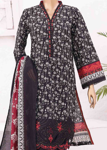 Bin Saeed Fabric - SMLE-012-3 Piece Cutwork Kari Stitched Suit