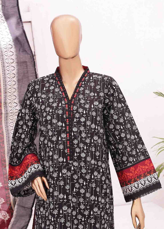 Bin Saeed Fabric - SMLE-012-3 Piece Cutwork Kari Stitched Suit