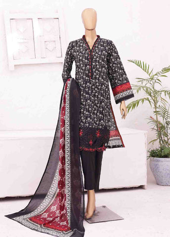 Bin Saeed Fabric - SMLE-012-3 Piece Cutwork Kari Stitched Suit